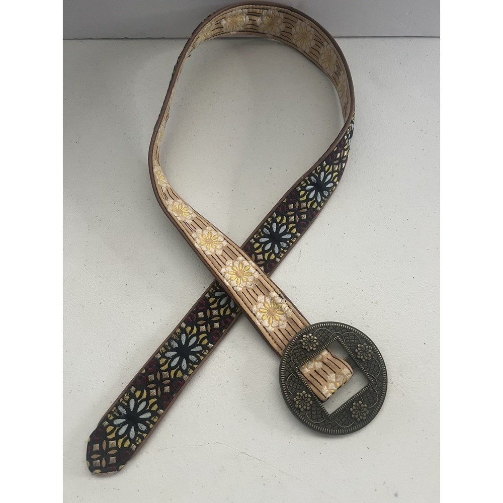 Hadley Pollet Floral Embroidered Reversible Belt Small Medium Boho Festival $139
